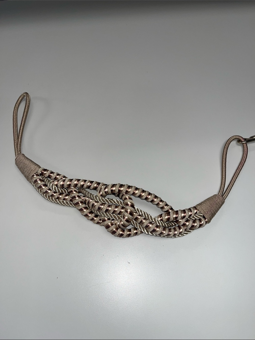 Leather Shop Braided Beige and Brown Knot - Belt size Small